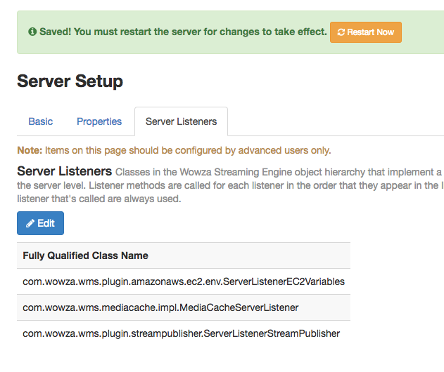 Wowza Streaming Engine ServerListenerStreamingPublisher