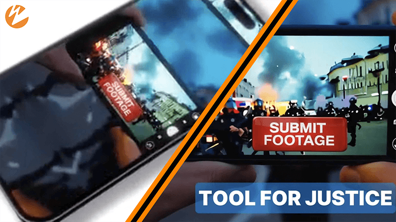 News feed with "Tool For Justice" text on screen