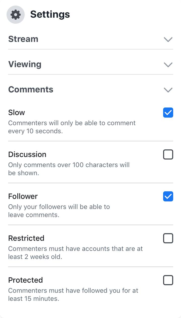The Comment Moderation Pane in Facebook Live Producer