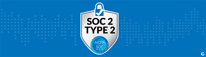 The SOC 2 Type 2 logo with a blue background
