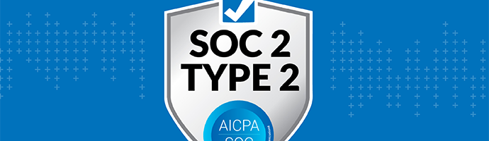 The SOC 2 Type 2 Logo before a blue background