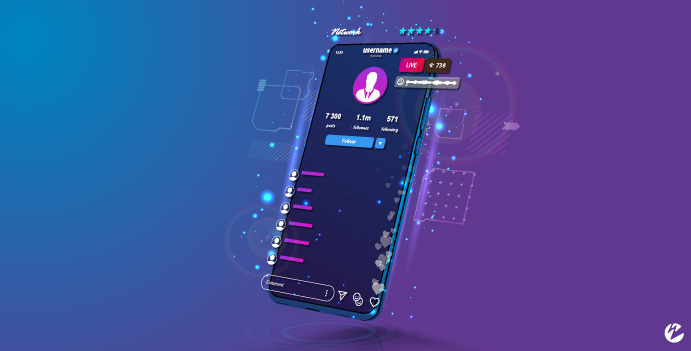 live streaming platforms on blue and purple phone graphic