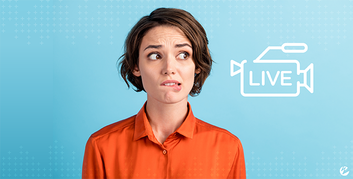 Woman biting lip next to text "Biggest Mistakes Live Streamers Make"