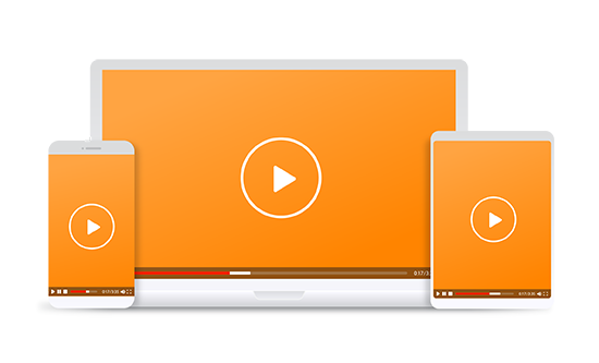 Graphic of streaming devices with orange backgrounds