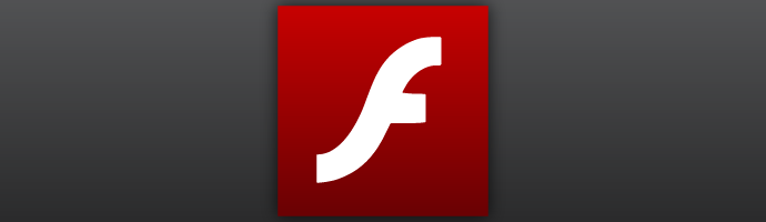 The Adobe Flash logo on a gray background.