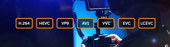 Live video production with popular codec names, including H.264, HEVC, VP9, AV1, VVC, EVC