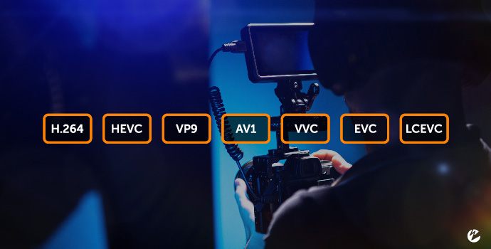 Live video production with popular codec names, including H.264, HEVC, VP9, AV1, VVC, EVC