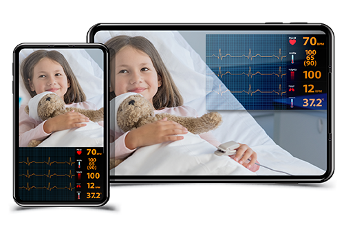 low-latency medical streaming shows live vital signs graphic