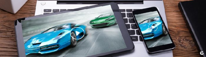 A video of a car appearing on a tablet and smart phone.