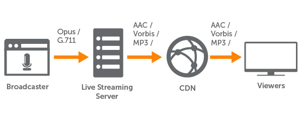 WebRTC-to-HLS Broadcasting Workflow.