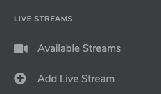 Live stream dropdown menu in Wowza Streaming Cloud.