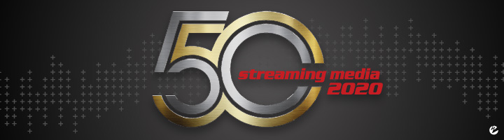 2020 Streaming Media 50 Logo and Black Backdrop