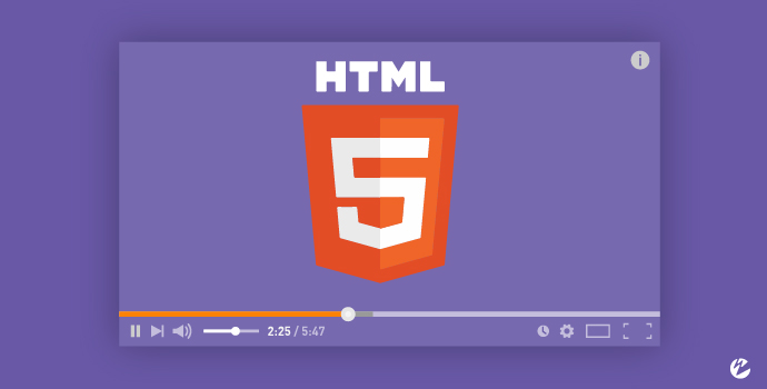 An HTML5 player within a web browser with the HTML5 logo on top.